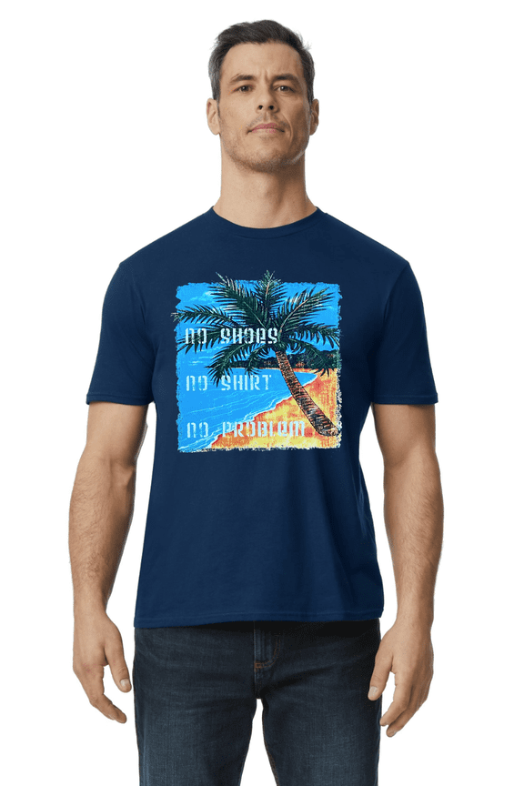 Funny Graphic Shirts Beach Surfing T-shirt Mens Cotton Tee Short Sleeve Blue
