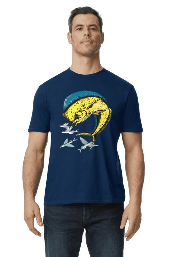 Mahi Sport Fishing Gear T-shirt Mens Short Sleeve Blue