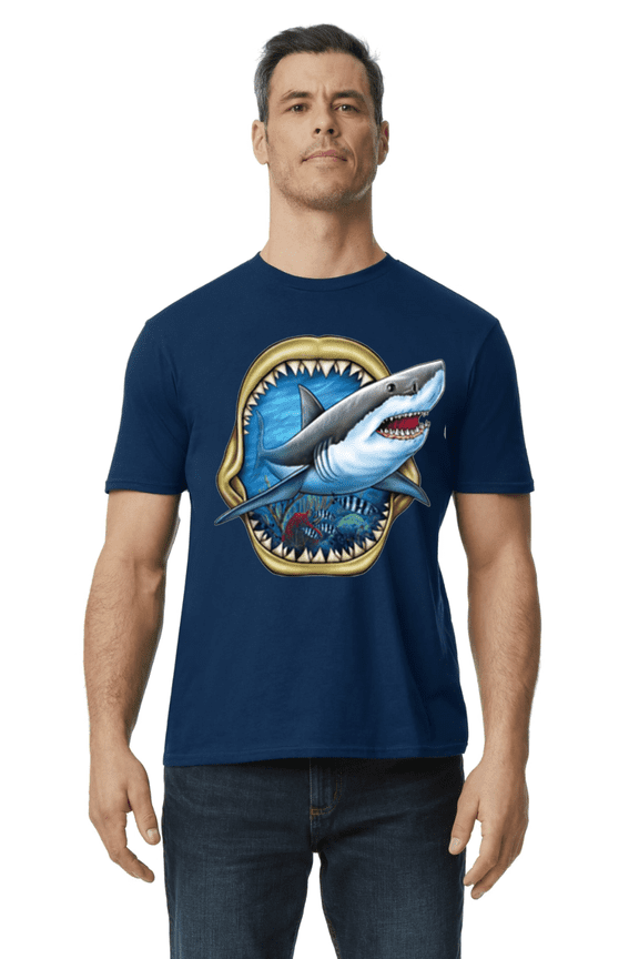Shark T-shirt Mens Short Sleeve Blue