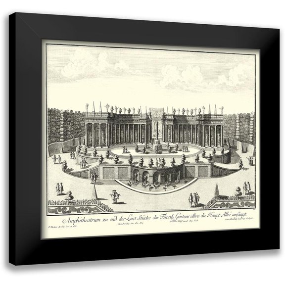 Decker 17x15 Black Modern Framed Museum Art Print Titled - Fountains of Versailles III
