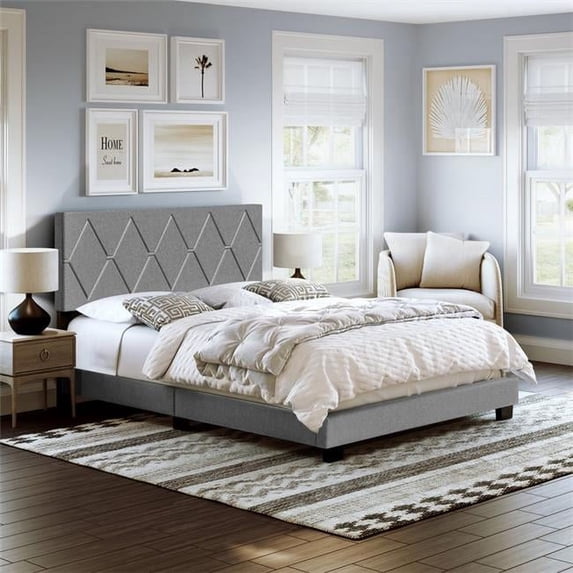 Decker Linen Upholstered Platform Bed