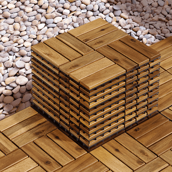Decking Tiles - 12 Slats, Golden Teak