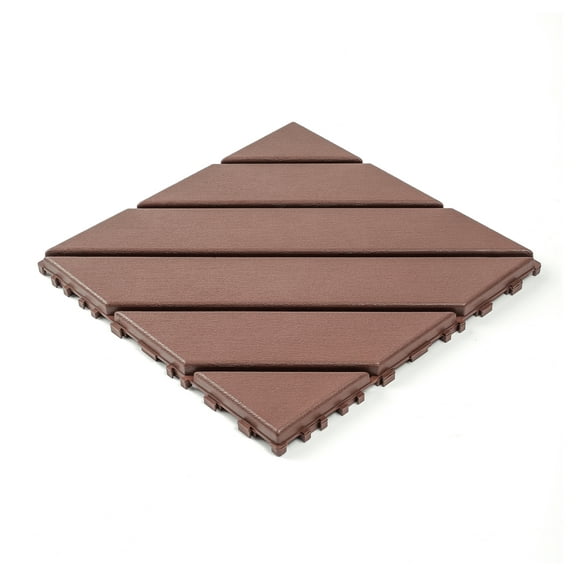 Decking Tiles Interlocking 12x12, 44 Pack Waterproof Wood Plastic Composite Patio Tiles, Brown Outdoor Flooring for Backyard, Pool, Balcony Brown + Garden & Outdoor + Polypropylene + Polypropylene