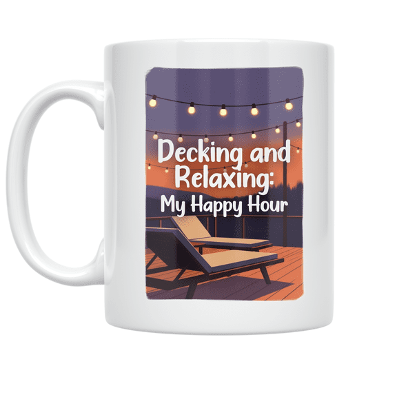 Decking and Relaxing: My Happy Hour - Deck Enthusiast - 11 oz Ceramic Coffee Mug