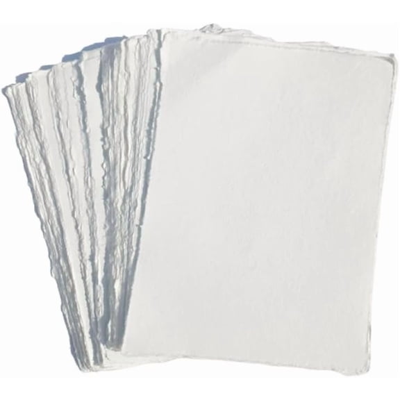 Deckle Edge Paper Loose Leaf Sheets for Writing Calligraphy, Printing, Scrapbook Crafts, Map, Certificate, Invitation 150 GSM Ivory White-501-A4 (8.3 x 11.7)-100