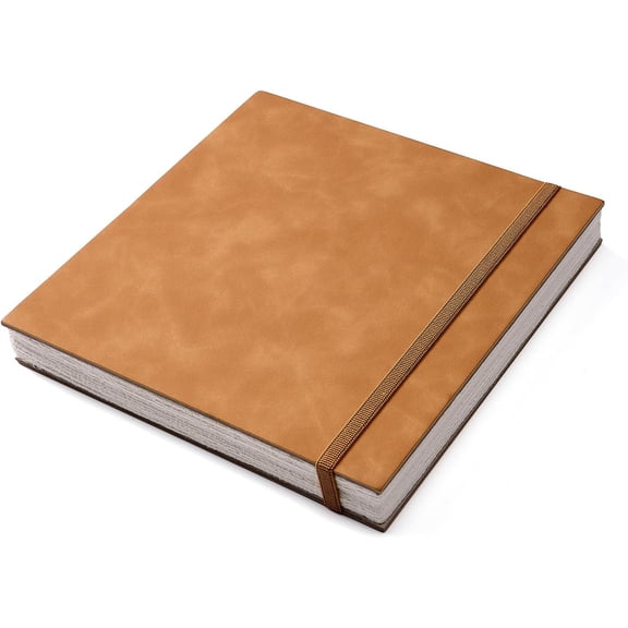 Deckle Edge Paper Sketchbook, 92 LB, 150 GSM, 80 Sheets Mixed Media Paper, Acid Free, Handmade Journal Hardbound Vintage Sketch Book for Pencil, Ink, Markers, Acrylic and More (8" X 8")