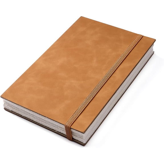 Deckle Edge Paper Sketchbook, 92 LB, 150 GSM, 80 Sheets Mixed Media Paper, Acid Free, Handmade Vintage Journal Hardbound Sketch Book for Pencil, Ink, Markers, Acrylic and More (5.5" X 8.5")