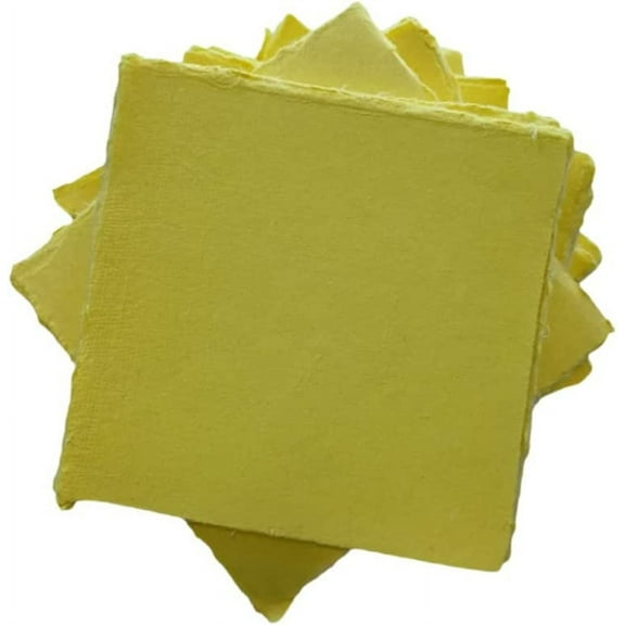 Deckle Papers® Handmade Paper Card Stock -Envelope, Calligraphy, Scrapbooking, Wedding Invitation, Origami, Menu Cards, Drawing, Watercolor, Thank You Notes, Place Cards Size-10x10" Pack of-50-Yellow