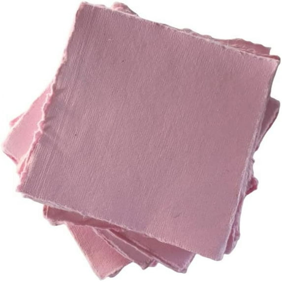 Deckle Papers® Handmade Paper Card Stock -Envelope, Calligraphy, Scrapbooking, Wedding Invitation, Origami, Menu Cards, Drawing, Watercolor, Thank You Notes, Place Cards Size-5x5" Pack of-50-Pink