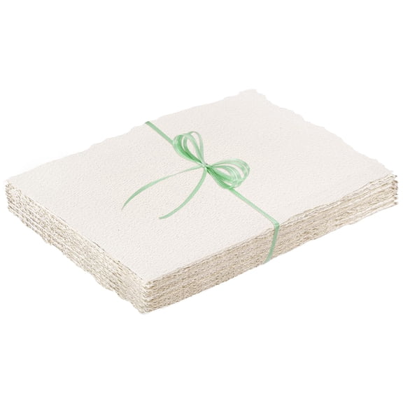 Deckled Edge Paper, 50 Sheets 4x6 Inch Handmade Watercolor Paper, 160 GSM Rough Textured Paper, For Wedding Invitations, Cards, Crafts, Collage, Vintage Painting, Gift, White