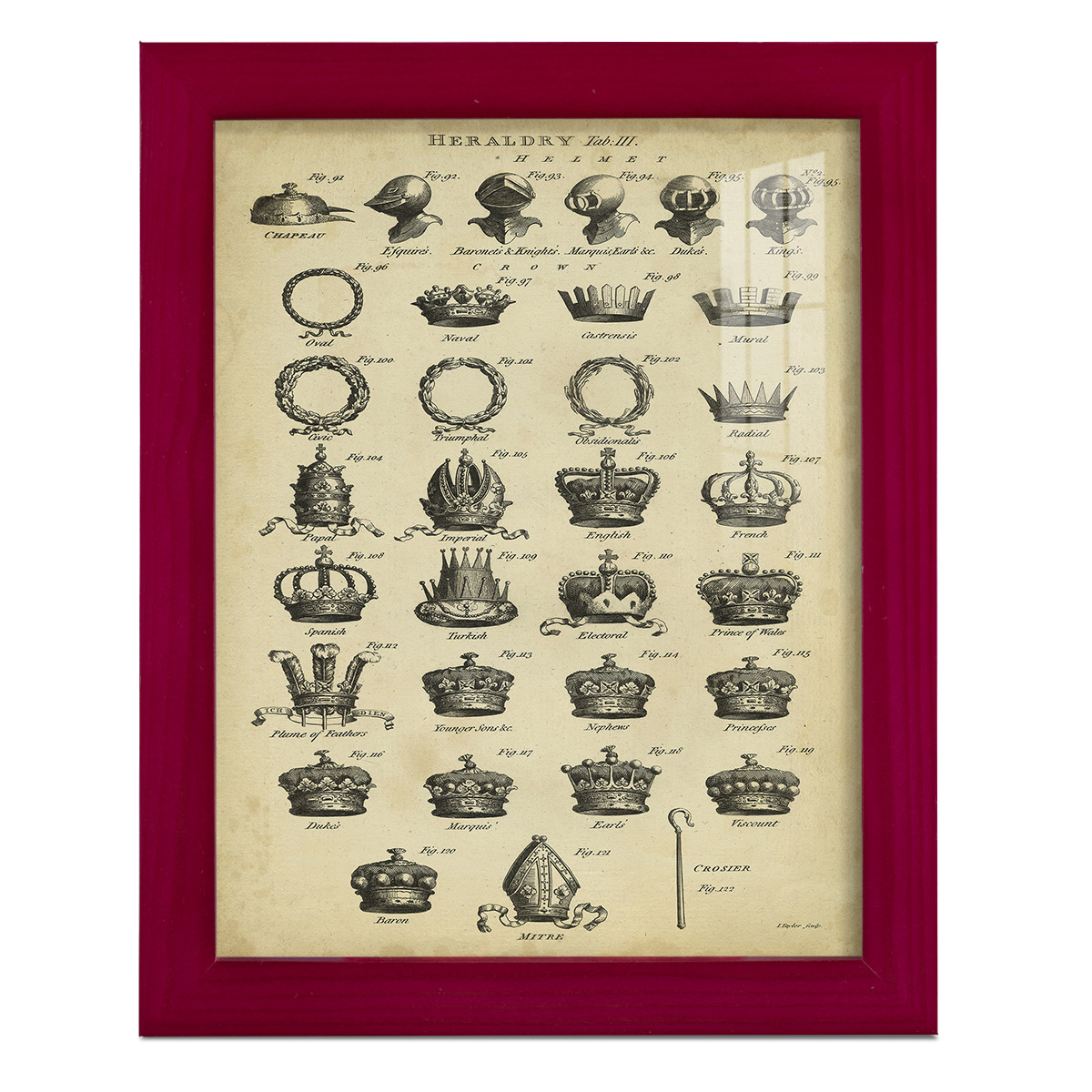 Deckled Encyclopediae IV (AS) -Framed Print w/glass-Cherry Red