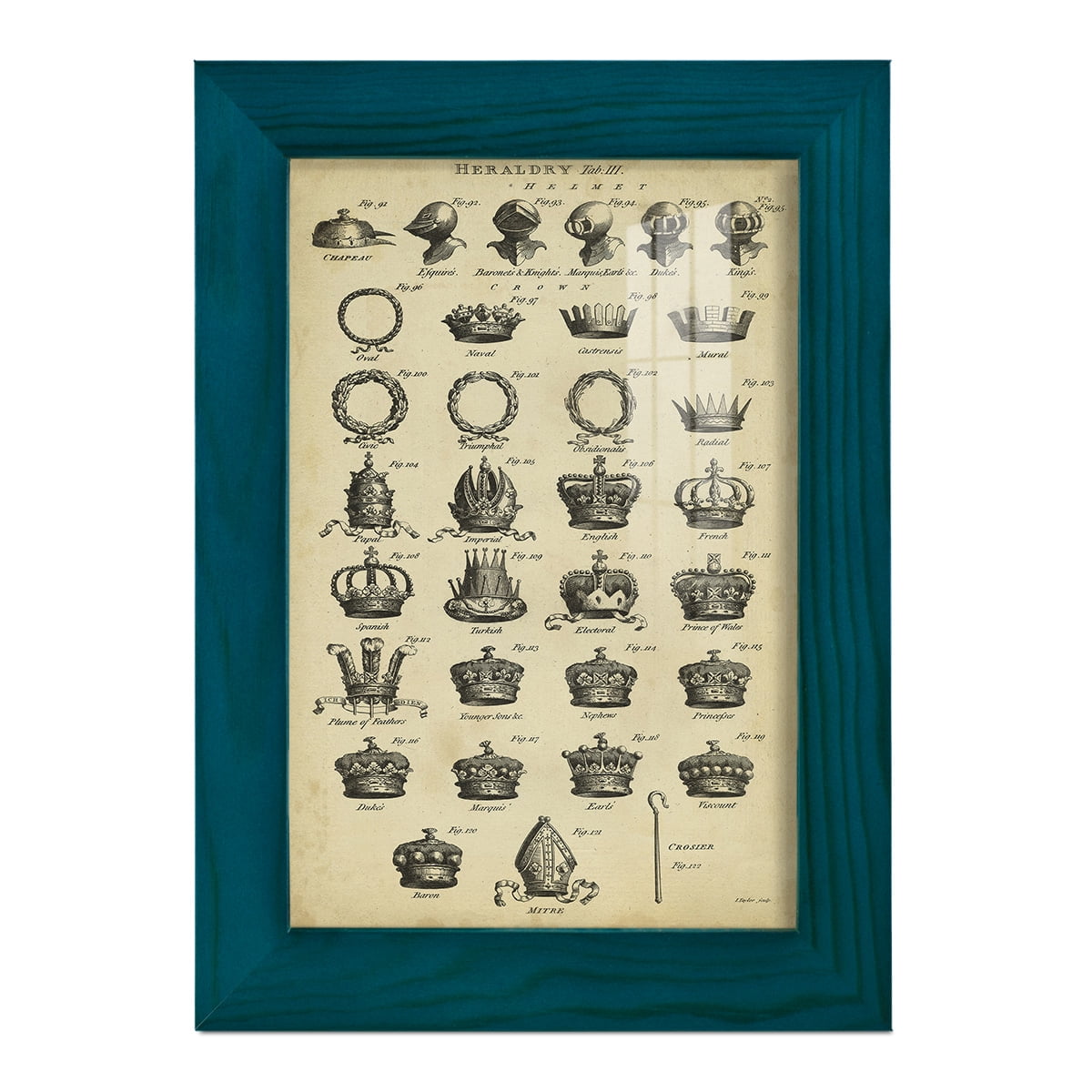 Deckled Encyclopediae IV (AS) -Framed Print w/glass-Ocean Blue