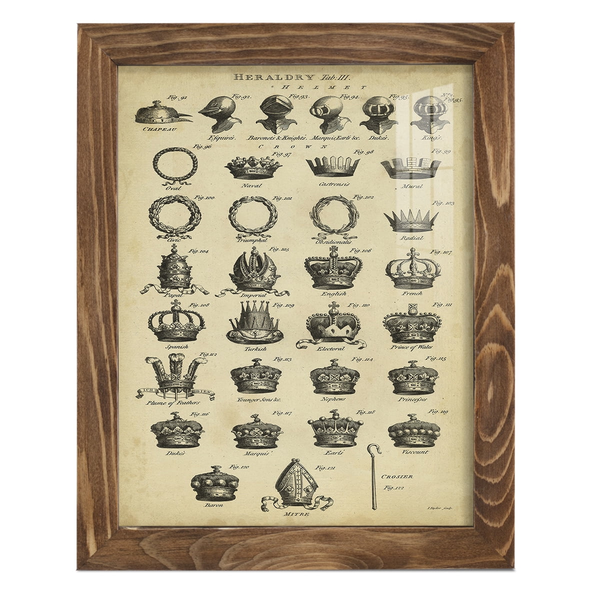 Deckled Encyclopediae IV (AS) -Framed Print w/glass-Walnut