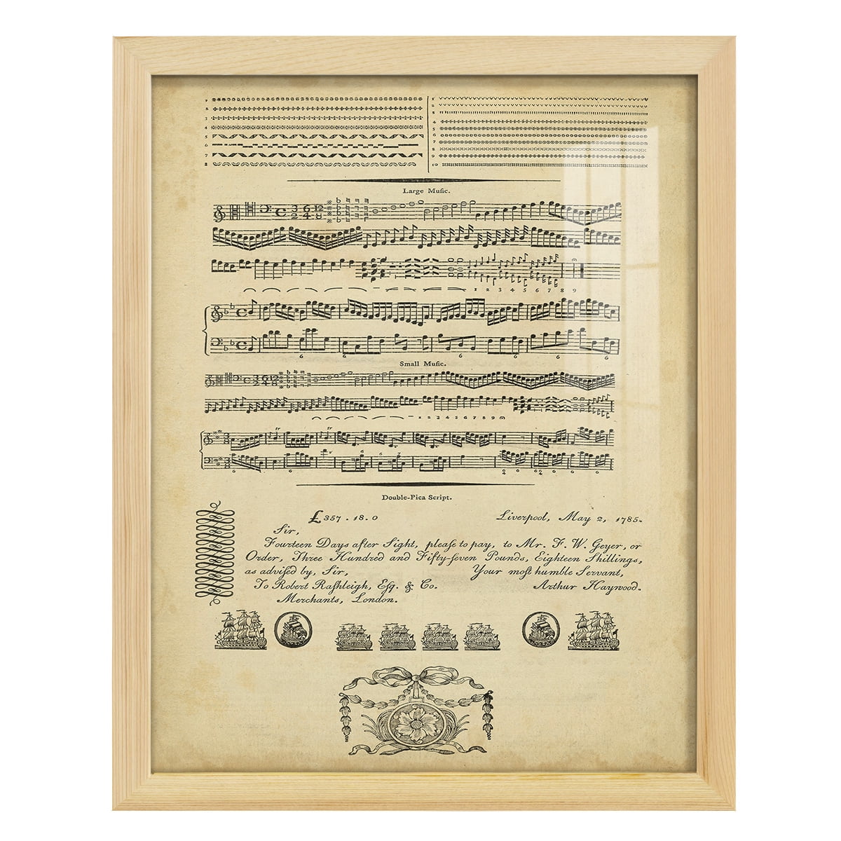 Deckled Encyclopediae V (AS) -Framed Print w/glass-Natural Wood
