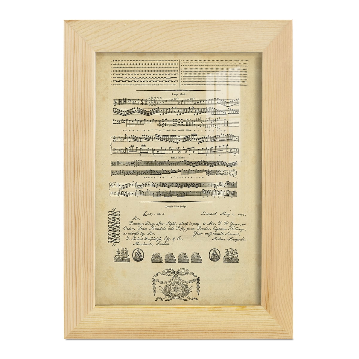 Deckled Encyclopediae V (AS) -Framed Print w/glass-Natural Wood