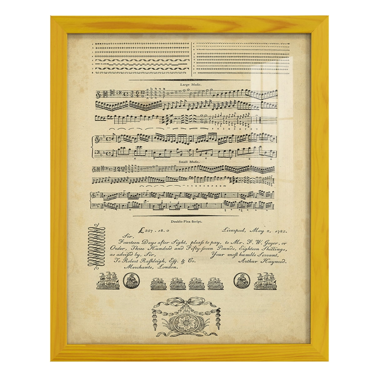 Deckled Encyclopediae V (AS) -Framed Print w/glass-Sunflower Yellow