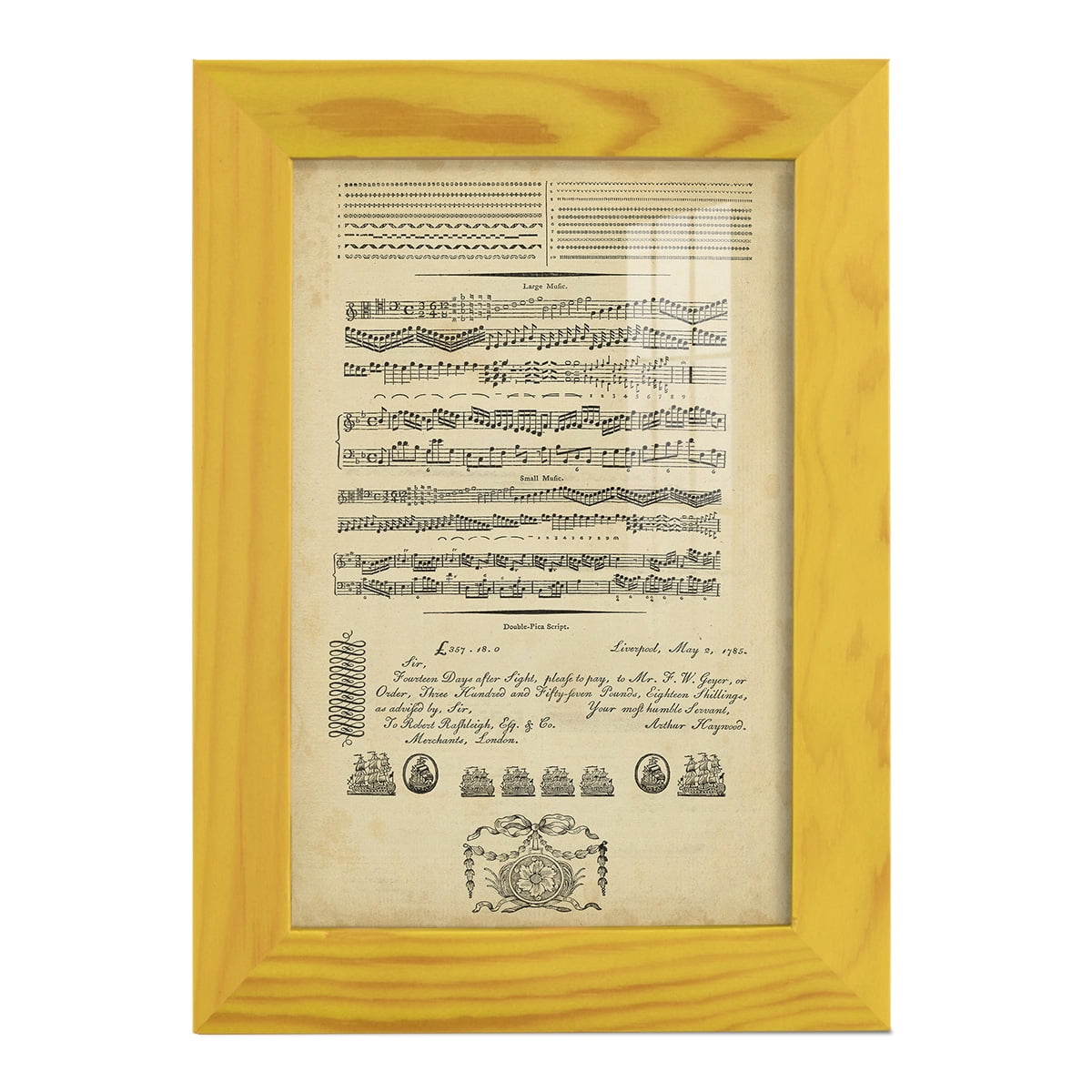 Deckled Encyclopediae V (AS) -Framed Print w/glass-Sunflower Yellow