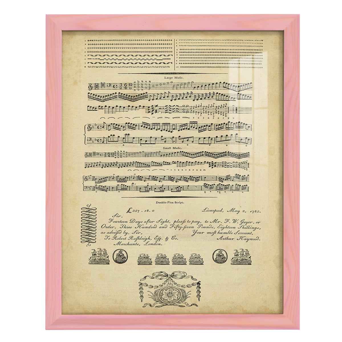 Deckled Encyclopediae V (AS) -Framed Print w/glass-Sunset Pink