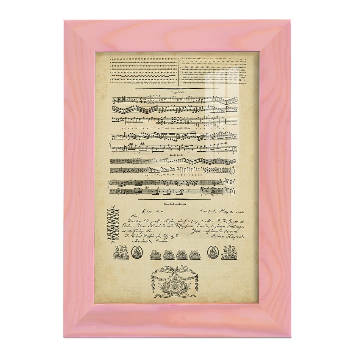 Deckled Encyclopediae V (AS) -Framed Print w/glass-Sunset Pink