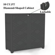 Decksplore 10 CU.ft Storage Shed, Waterproof, Lockable, HDPE Outdoor Storage Cabinet for Garbage Cans, Lawn Mower, Garden Tools Black