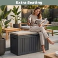 thumbnail image 1 of Decksplore 100 Gallon Outdoor Deck Box, Waterproof Woodgrain Resin Patio Storage Bench with Lockable Lid for Backyard, Poolside & Garden, Black, 1 of 9