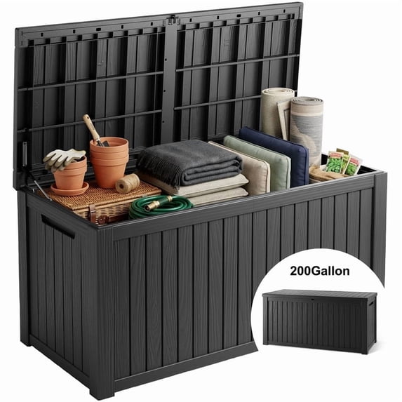 Decksplore 200 Gal Outdoor Storage Box, Lockable, UV-Resistant ...