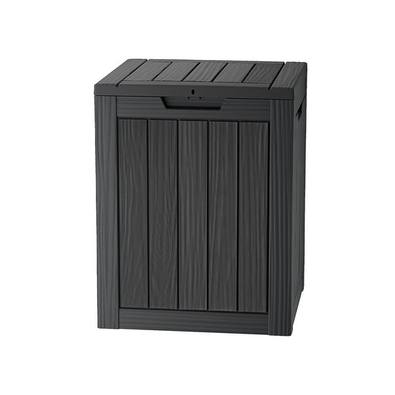 Decksplore 28 Gallon Resin Deck Box, Lockable Package Delivery Box, Waterproof and Outdoor Storage Box for Patio Furniture, Garden Tools Storage Black