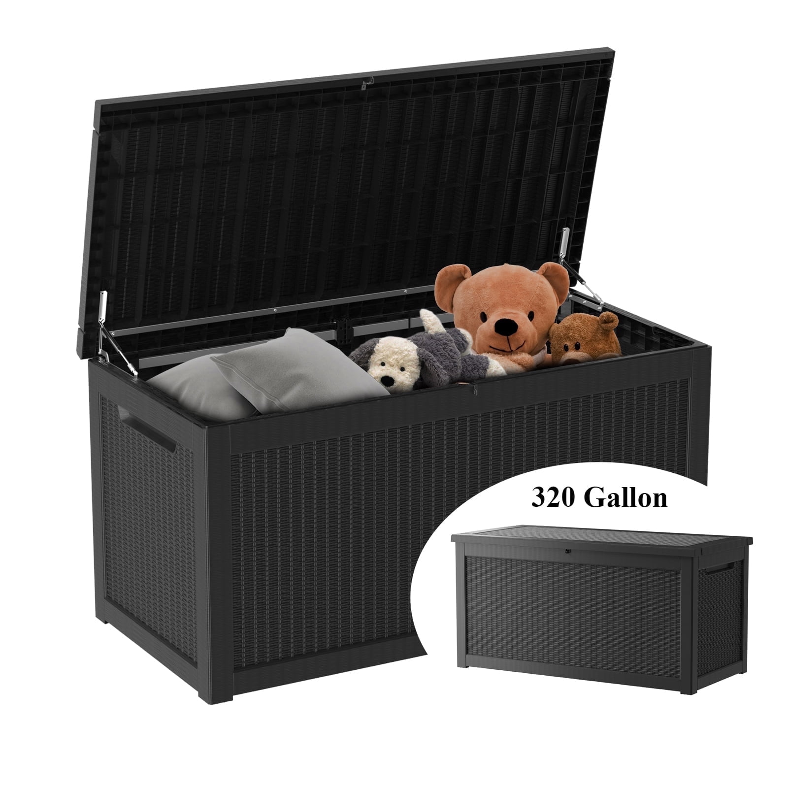 Decksplore 320 Gallon Deck Box, HDPE Patio Storage Bench with Secure ...