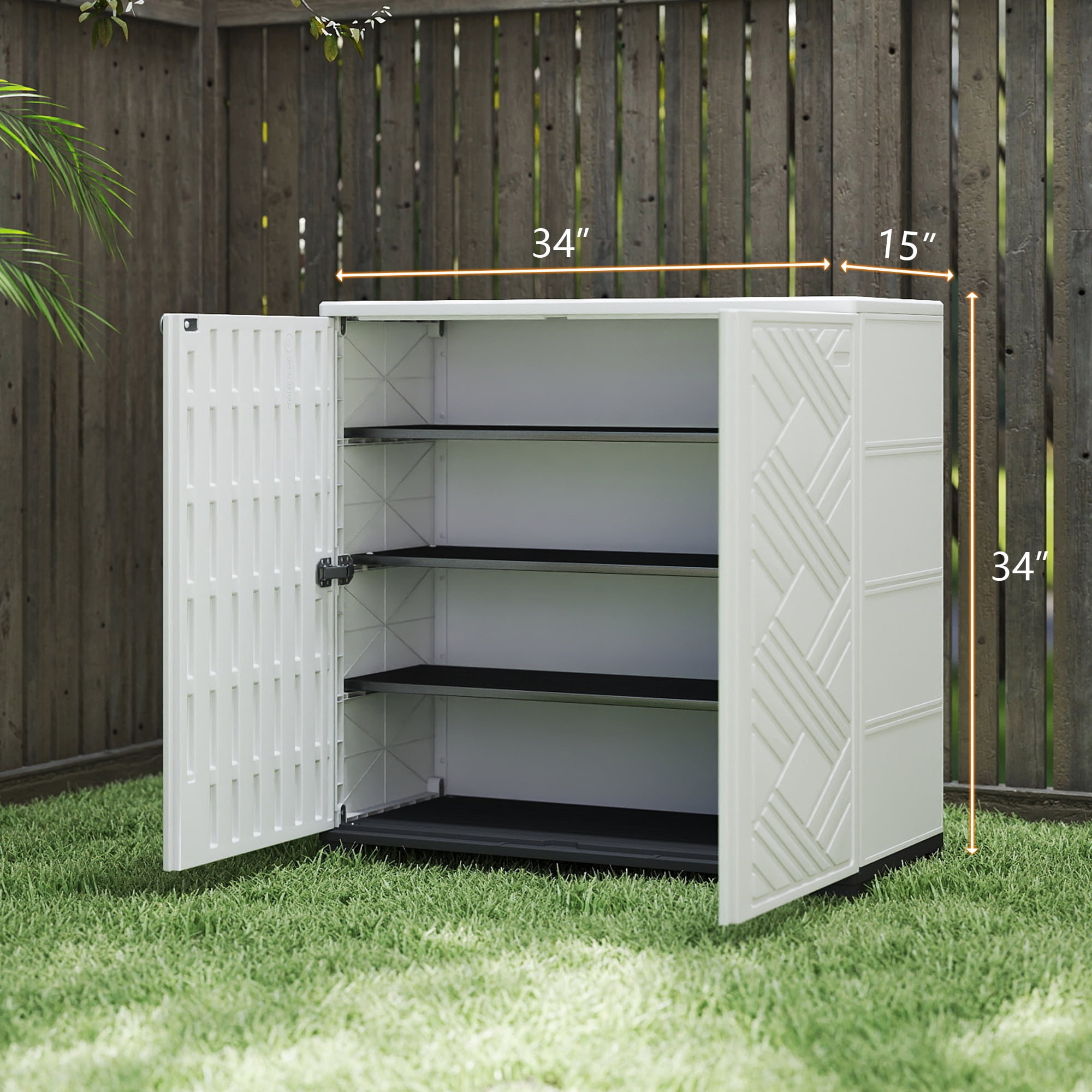Decksplore 34”x15”x34” White Diamond-Shaped Outdoor Storage Cabinet ...