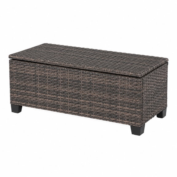 Decksplore 39.4" Outdoor Wicker Storage Coffee Table, Multibrown