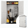 thumbnail image 1 of Decksplore 67.2 CU.FT Double-Layer Storage Shed, HDPE Outdoor Storage Cabinet Waterproof with Latch, Vertical Storage Shed for Lawnmower (White), 1 of 8