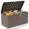 thumbnail image 1 of Decksplore 80Gal Lockable Deck Box, Waterproof Outdoor Storage for Patio Cushions, Pool Toys & Garden Tools - UV-Resistant, Rattan Texture, Brown, 1 of 8