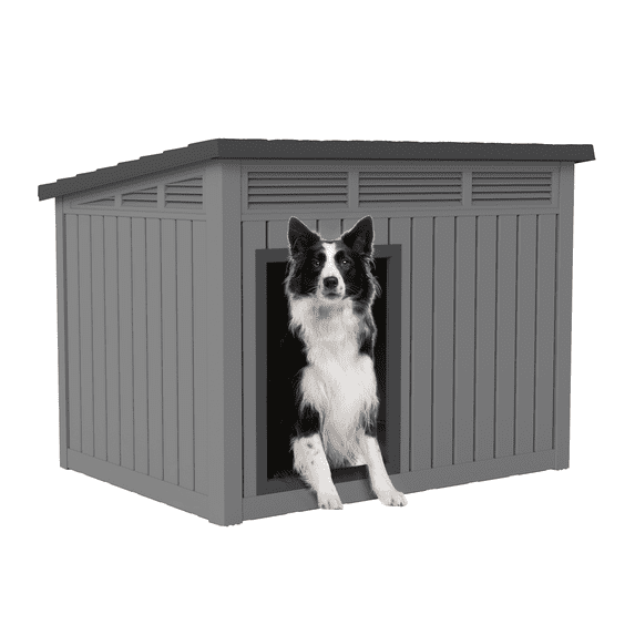 Yardgrace All - Weather Dog House – Indoor/Outdoor, Slanted Roof ,UV - Resistant,HDPE Material,Waterproof, Ventilated, Multiple Sizes for XS - Large Dogs