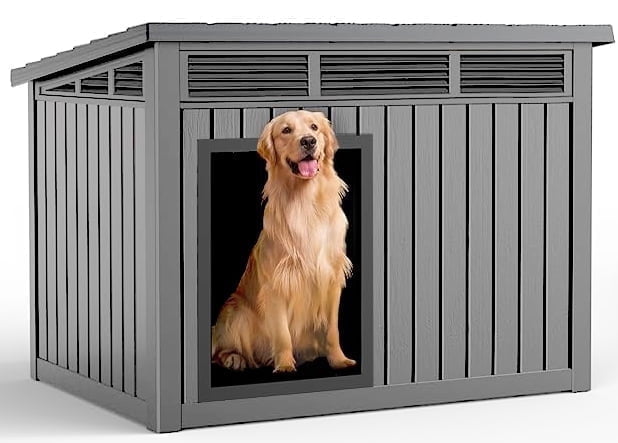 Yardgrace All - Weather Dog House – Indoor/Outdoor, Slanted Roof ,UV - Resistant, Waterproof, Ventilated, Medium Sizes for XS-L Dogs