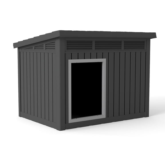Decksplore All - Weather Dog House – Indoor/Outdoor, Slanted Roof ,UV - Resistant, Waterproof, Ventilated, Multiple Sizes for XS - Large Dogs
