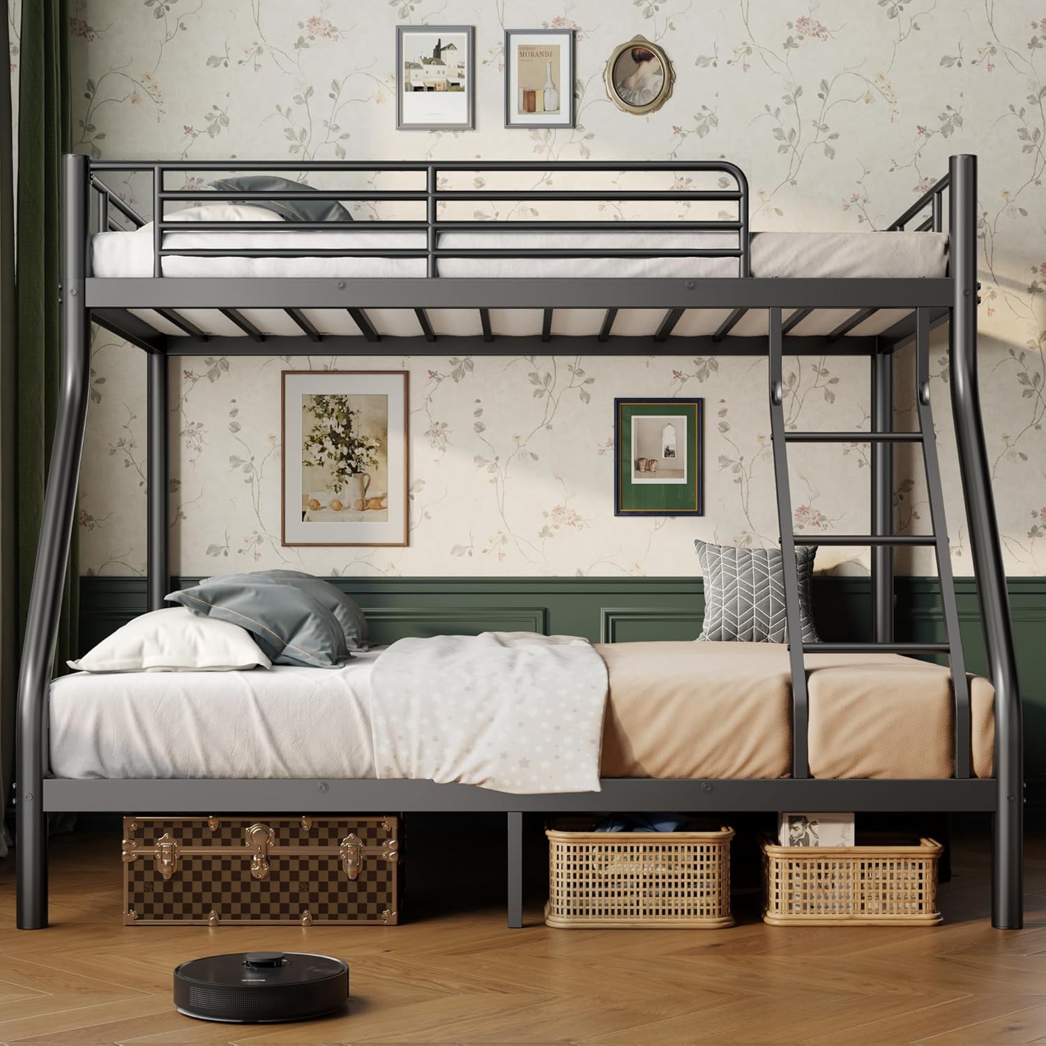 Decksplore Bunk Beds Twin Over Full Size, Bunk Bed with Bottom Space ...