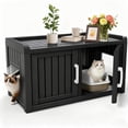 thumbnail image 1 of Decksplore Cat Cabinet (31.9"x16.7"x17.8"), HDPE Hidden Cat Litter Furniture, Dual-Door, Litter Box Furniture for Bedroom, Courtyard (Black), 1 of 7