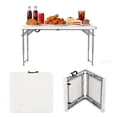 thumbnail image 1 of Decksplore Folding Table 4ft - Heavy Duty Fold-in-Half Plastic Table with Adjustable Height, Portable Utility Tables with Steel Legs for Picnic, Camping, Dining, Party, 1 of 8