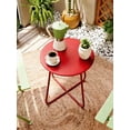 thumbnail image 1 of Decksplore Metal Outdoor Patio Side Table, Round Weather Resistant End Table, Dark Red, 1 of 6