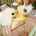 thumbnail image 1 of Decksplore Metal Outdoor Patio Side Table, Round Weather Resistant End Table, Yellow, 1 of 6