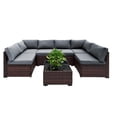 thumbnail image 1 of Decksplore 7 Piece Dark Gray Wicker Patio Furniture Set, Outdoor Rattan Sectional Sofa with Glass Table and Cushions for Backyard Lawn Garden Porch, 1 of 11