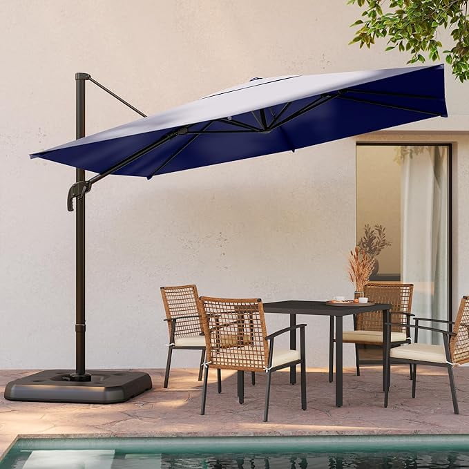 LAUSAINT HOME Patio Umbrella Outdoor 9 Feet Cantilever Umbrella Aluminum Offset Umbrella 360 degree Rotation Backyard Pool Lawn Deck Gray