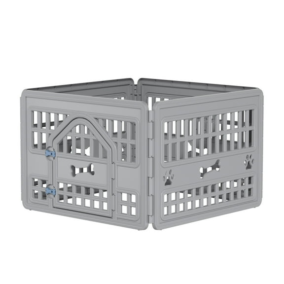 Decksplore Portable Plastic Pet Fence – Quick Disassembly, Lightweight, Rotating Lock,Lockable, easy to install 2 Sizes for Indoor/Outdoor Use,4 Pcs
