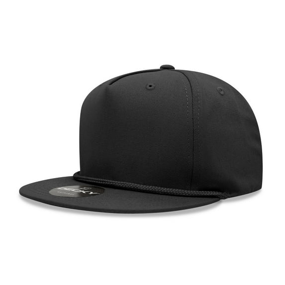 Decky 1041 5 Panel High Profile Structured Cotton Blend Snapback-Black