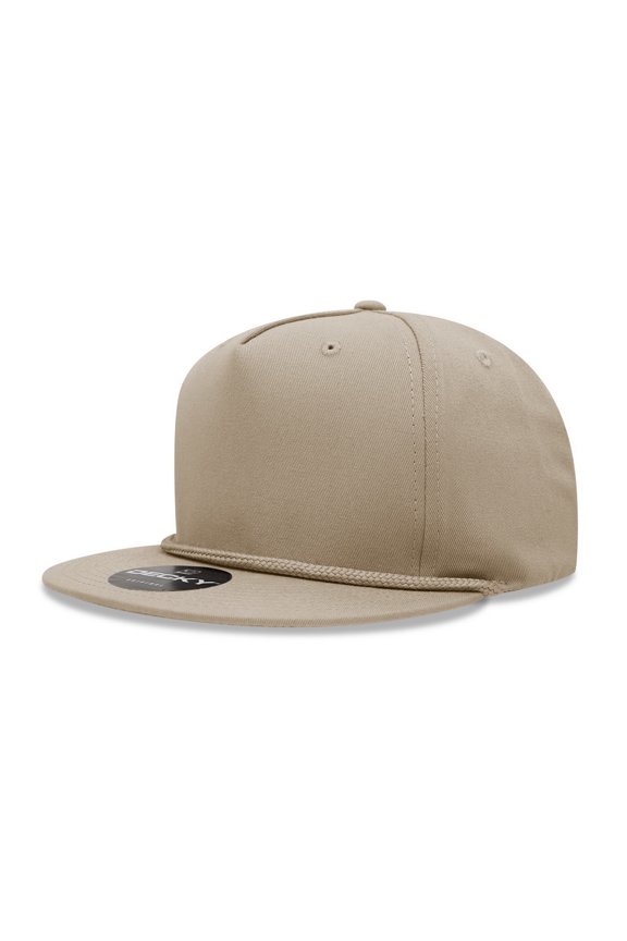 1041 5 Panel High Profile Structured Cotton Blend Snapback-Khaki