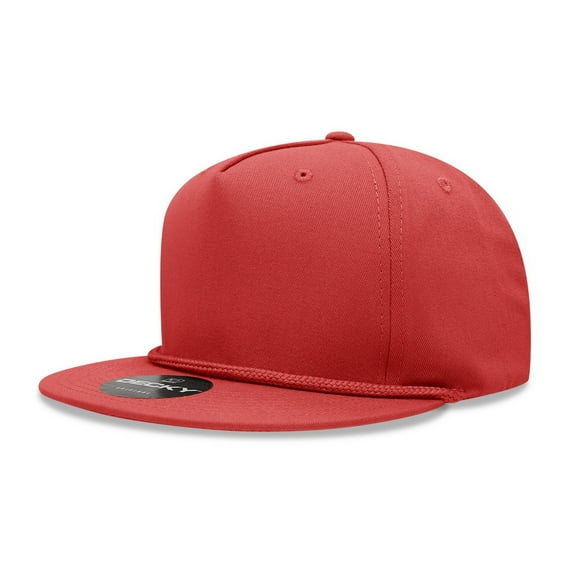 Decky 1041 5 Panel High Profile Structured Cotton Blend Snapback-Red