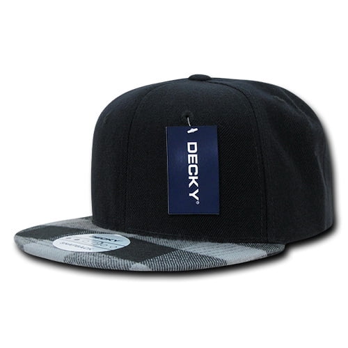 Decky 1045 Plaid Flat Bill Snapback-Black / Black