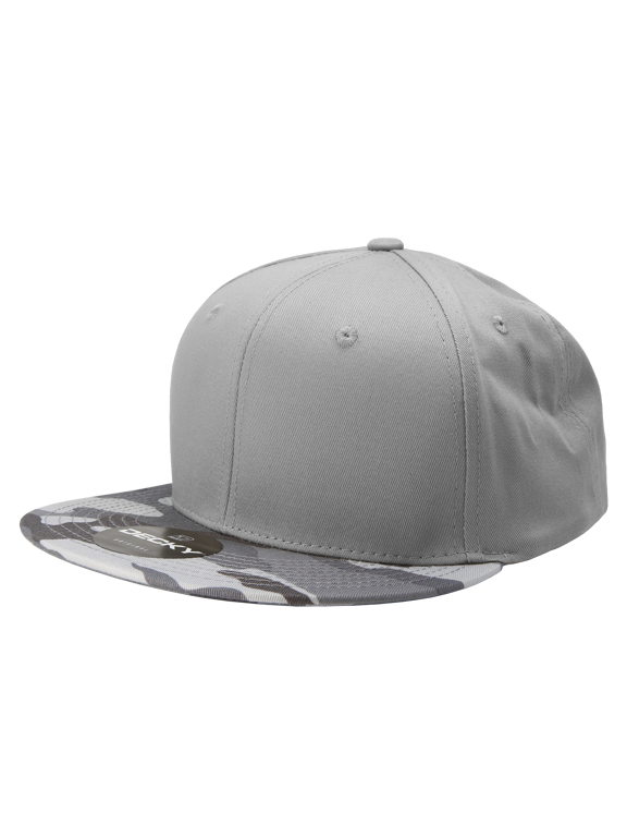 1047 6 Panel High Profile Structured Camo Snapback Hat-URB/Grey/Grey