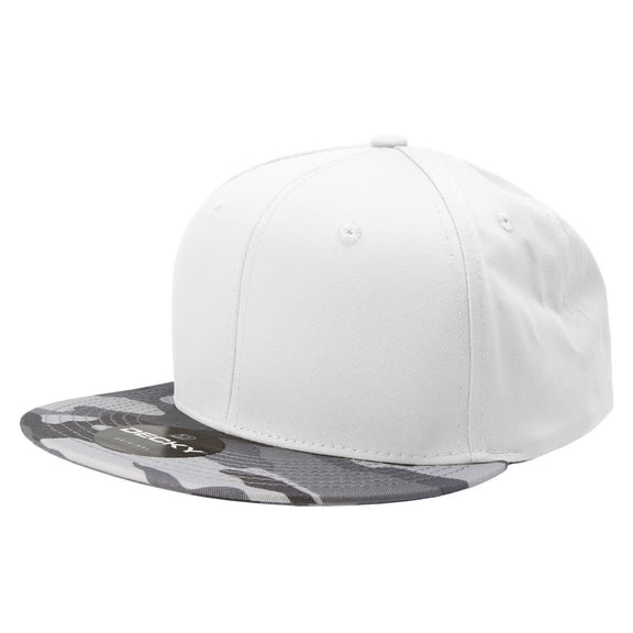 Decky 1047 6 Panel High Profile Structured Camo Snapback Hat-URB/White/White