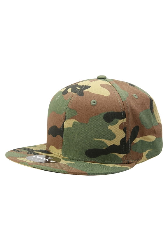 1047 6 Panel High Profile Structured Camo Snapback Hat-Woodland